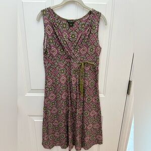 Eddie Bauer pink and green knee length knit wrap dress
